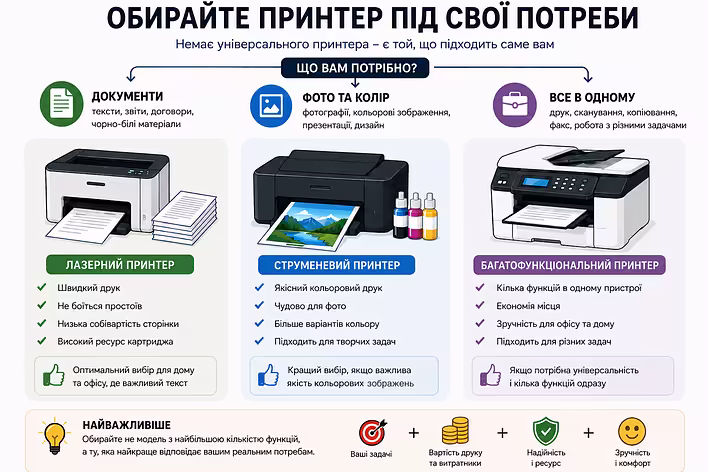 Обирайте принтер під свої потреби
