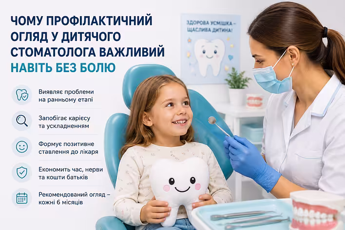 Чому профілактичний огляд у дитячого стоматолога важливий навіть без болю