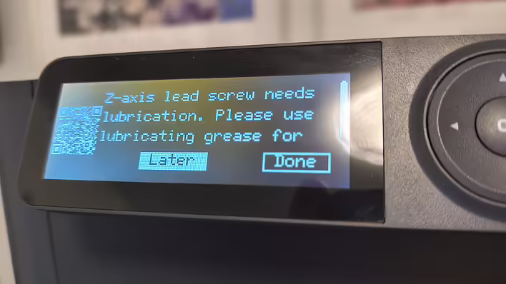 Обкладинка допису: [P1S] Повідомлення на екрані - Z-axis lead screw needs lubrication