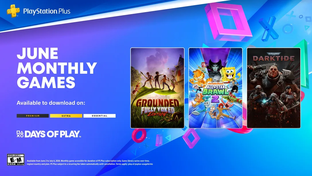 PlayStation Plus im Juni: Grounded Fully Yoked Edition, Nickelodeon All-Star Brawl 2 und Warhammer 40,000: Darktide